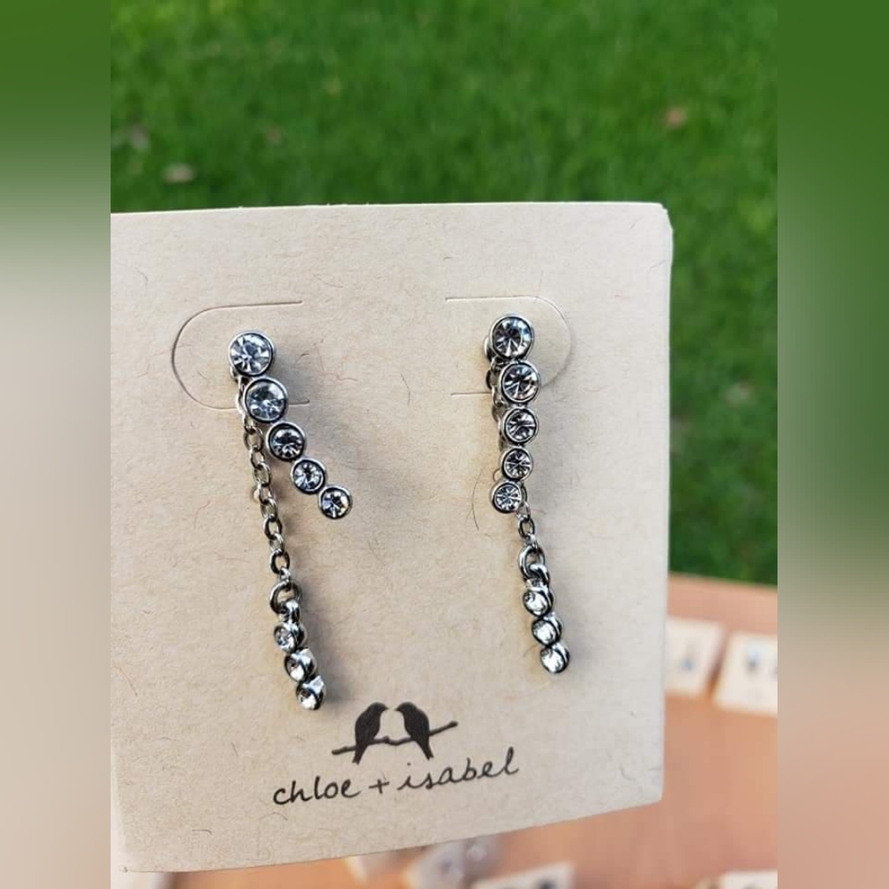 Chloe + Isabel Silver Crystal Drop Earrings